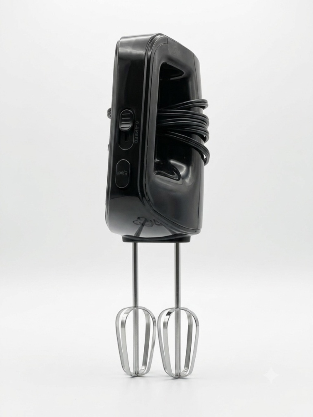 5-Speed Electric Black Hand Mixer with Beater Attachments